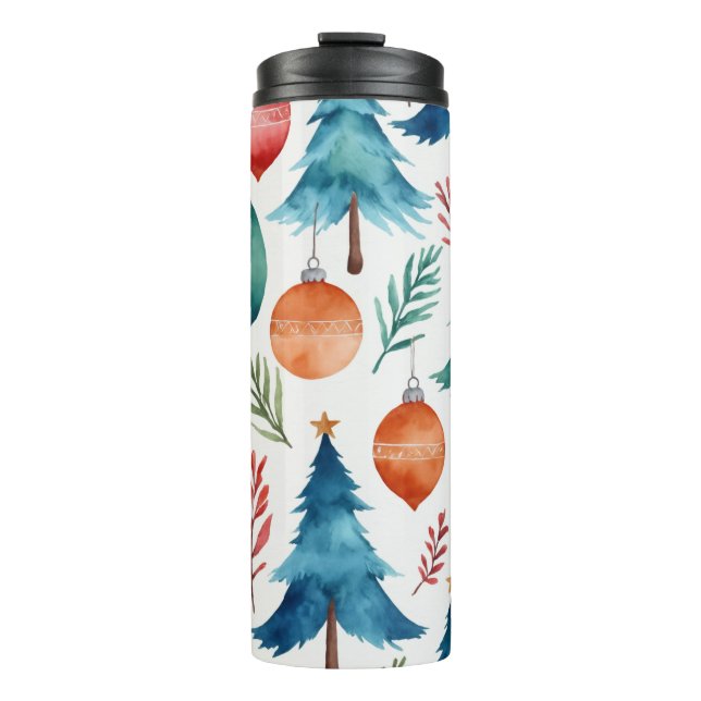 Weihnachtsbaummuster Thermosbecher (Vorderseite)