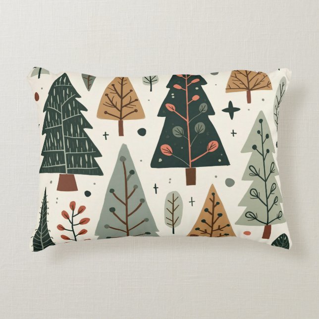 Weihnachtsbaummuster Vintager Urlaub Dekokissen (Vorderseite)