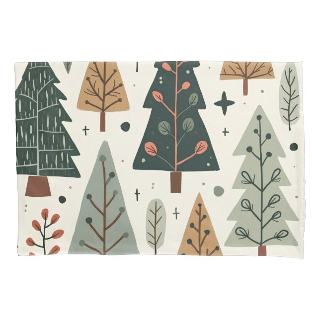 Weihnachtsbaummuster Vintager Urlaub Kissenbezug (Vorderseite)