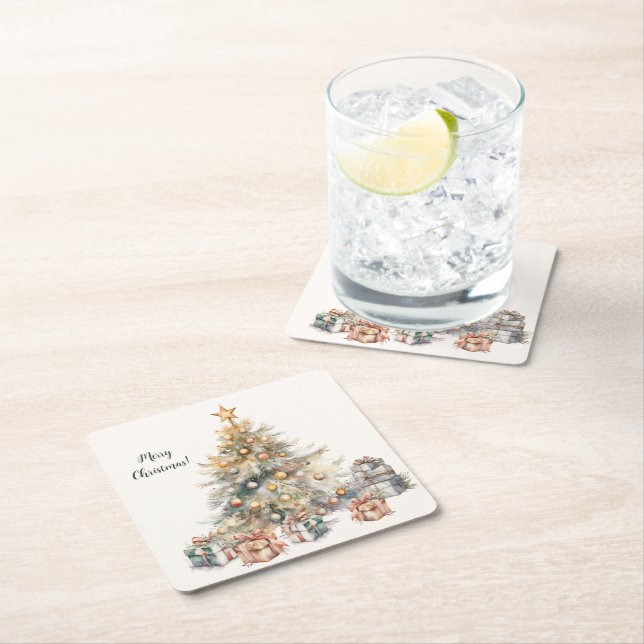 Weihnachtsbaumpapier-Untersetzer (6 Stück) Rechteckiger Pappuntersetzer (Vor Ort)