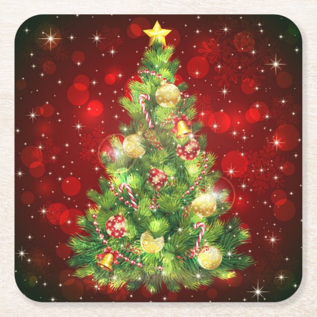 Weihnachtsbaumpapier-Untersetzer Rechteckiger Pappuntersetzer (Vorderseite)