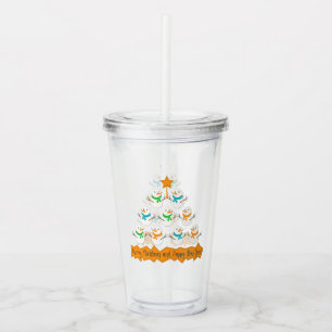 Weihnachtsbaumpyramide aus Weihnachtsschneemännern Acryltrinkbecher