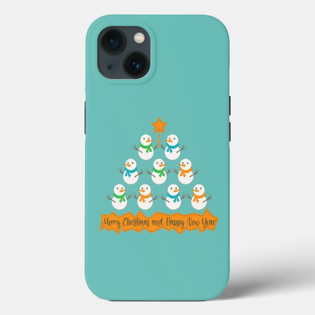Weihnachtsbaumpyramide aus Weihnachtsschneemännern Case-Mate iPhone Hülle (Rückseite)
