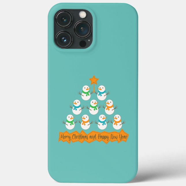 Weihnachtsbaumpyramide aus Weihnachtsschneemännern Case-Mate iPhone Hülle (Rückseite)