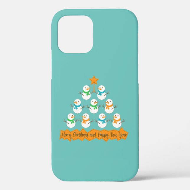 Weihnachtsbaumpyramide aus Weihnachtsschneemännern Case-Mate iPhone Hülle (Rückseite)