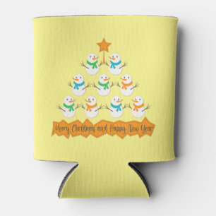 Weihnachtsbaumpyramide aus Weihnachtsschneemännern Dosenkühler