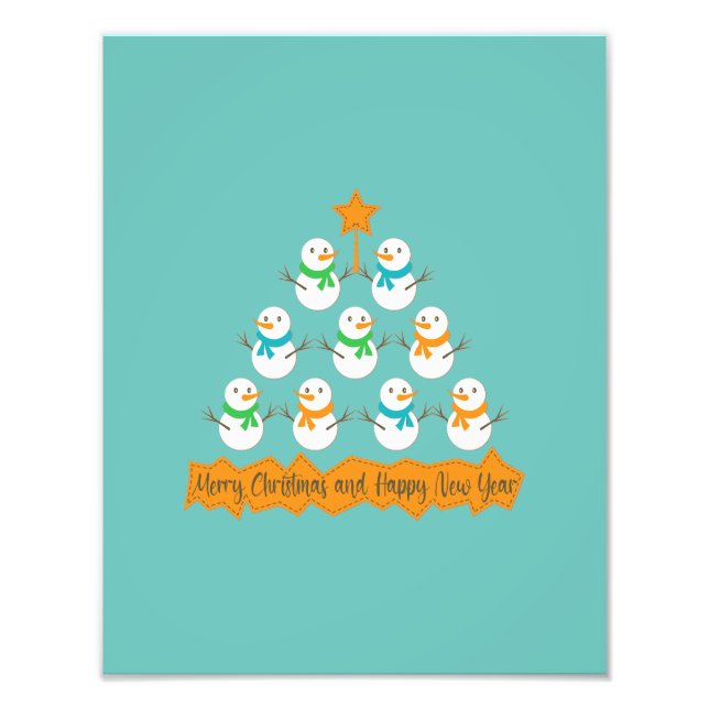 Weihnachtsbaumpyramide aus Weihnachtsschneemännern Fotodruck (Vorne)