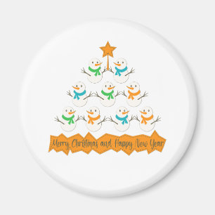 Weihnachtsbaumpyramide aus Weihnachtsschneemännern Magnet