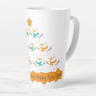 Weihnachtsbaumpyramide aus Weihnachtsschneemännern Milchtasse