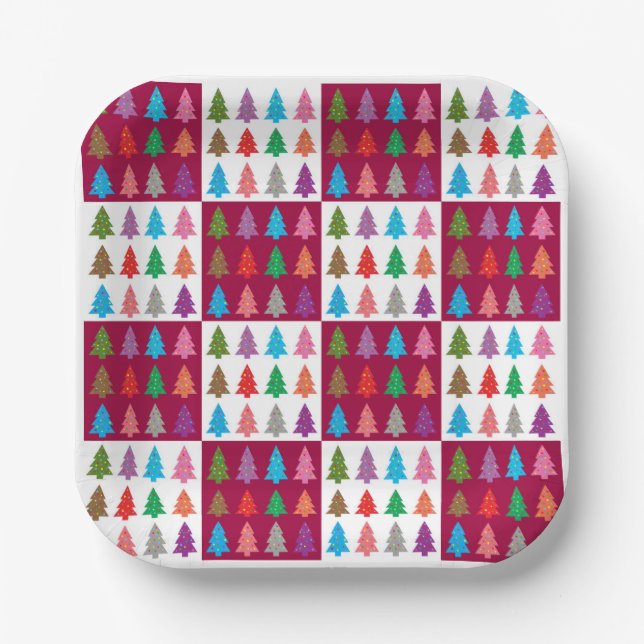 Weihnachtsbaumquiltmuster Pappteller (Vorderseite)