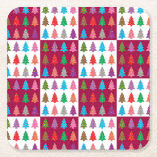 Weihnachtsbaumquiltmuster Rechteckiger Pappuntersetzer