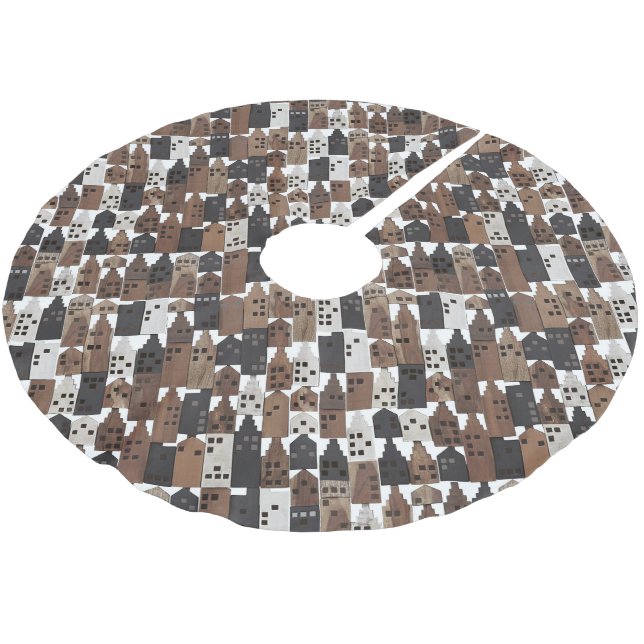 Weihnachtsbaumrock aus Holz Polyester Weihnachtsbaumdecke (Schrägansicht)