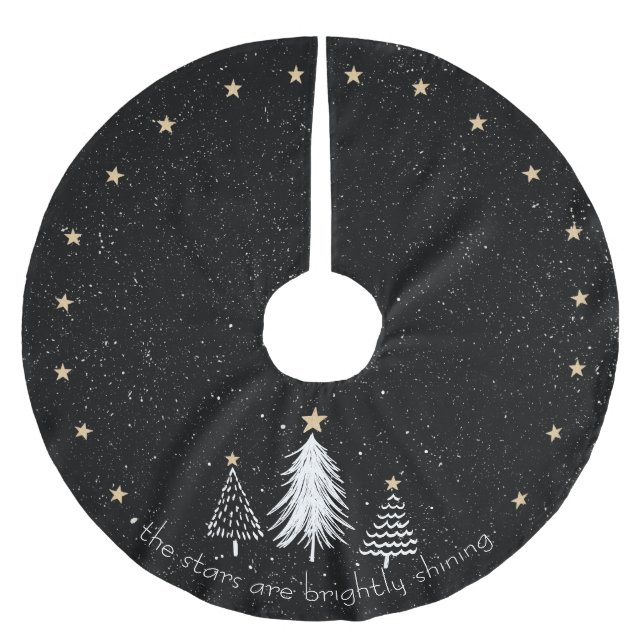 Weihnachtsbaumrock mit Gold-Sternen Polyester Weihnachtsbaumdecke (Vorderseite)