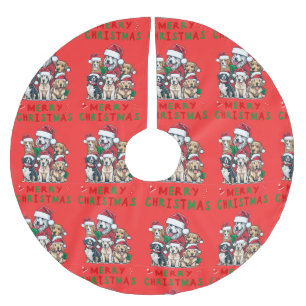 Weihnachtsbaumrock mit Hunden Polyester Weihnachtsbaumdecke