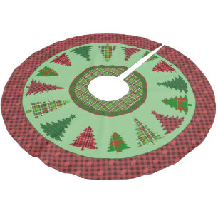 Weihnachtsbaumrock mit Karierten Bäumen Polyester Weihnachtsbaumdecke