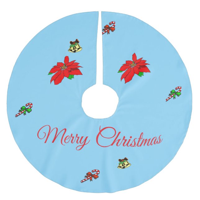 Weihnachtsbaumrock mit Symbolen für Weihnachten Polyester Weihnachtsbaumdecke (Vorderseite)