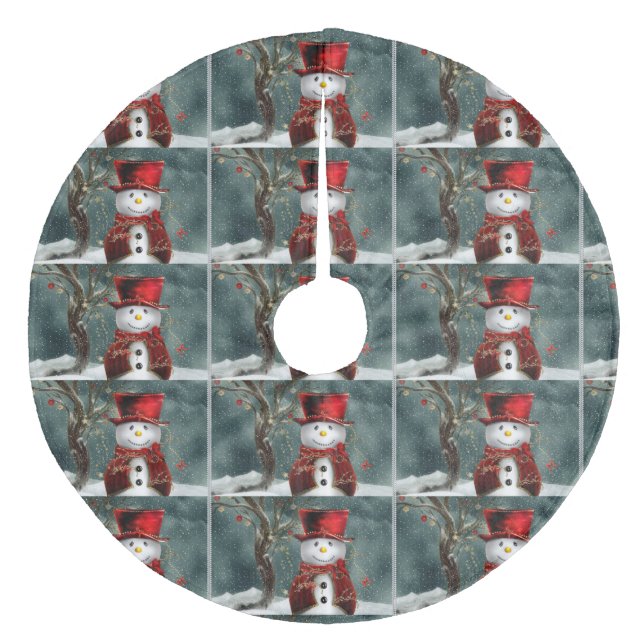 Weihnachtsbaumrock/Schneemann Fleece Weihnachtsbaumdecke (Vorderseite)
