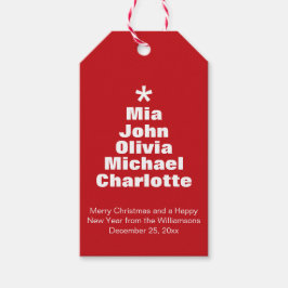Weihnachtsbaumrot-weiße individuelle Namen Moderne Geschenkanhänger