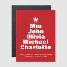 Weihnachtsbaumroter individuelle Name Magnetkarte