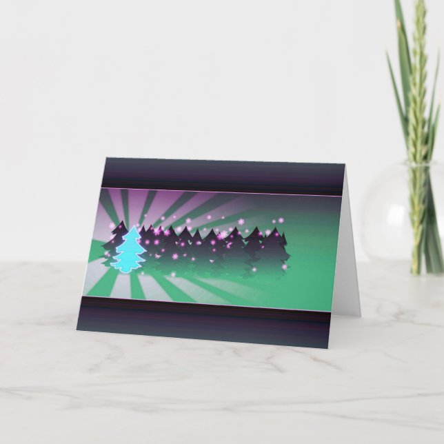 Weihnachtsbaumschattierungen der Green Holiday Car Feiertagskarte (Vorderseite)