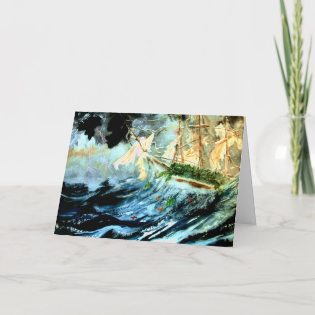 Weihnachtsbaumschiff Feiertagskarte (Vorderseite)