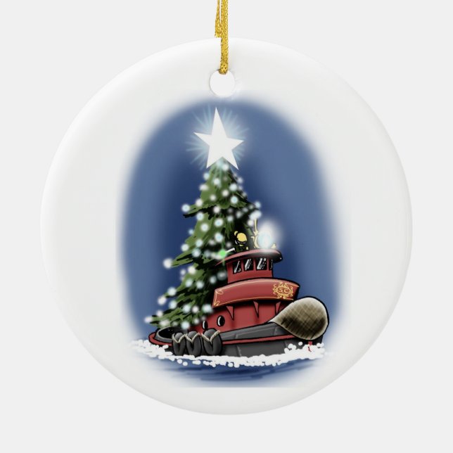 Weihnachtsbaumschlepper Keramik Ornament (Hinten)