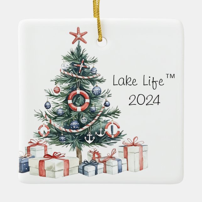 Weihnachtsbaumschmuck am See 2024 Keramikornament (Vorderseite)
