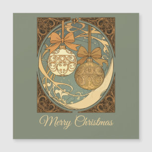 Weihnachtsbaumschmuck Braun und Beige Art Nouveau Magnetkarte