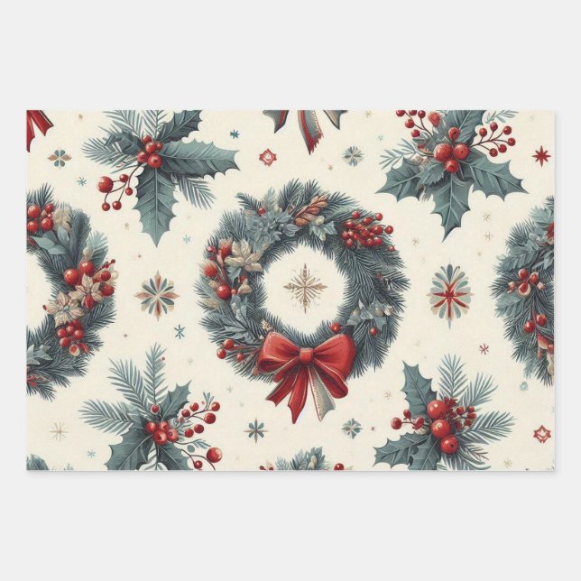 Weihnachtsbaumschmuck Design Blauer Bettler Geschenkpapier Set (Vorderseite)