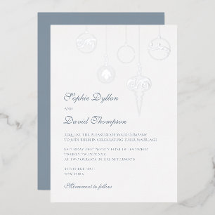 Weihnachtsbaumschmuck Eisblauer Hochzeitstil Folieneinladung
