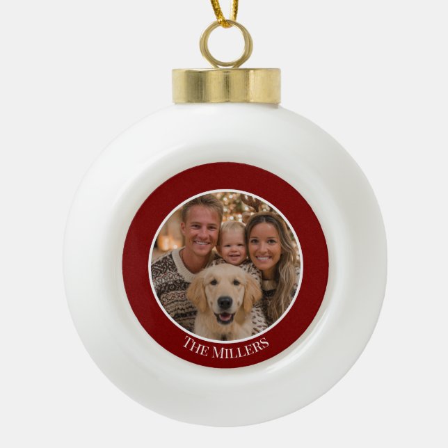 Weihnachtsbaumschmuck Fügen Sie Ihr Foto und Text  Keramik Kugel-Ornament (Vorderseite)