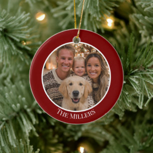 Weihnachtsbaumschmuck Fügen Sie Ihr Foto und Text  Keramik Ornament