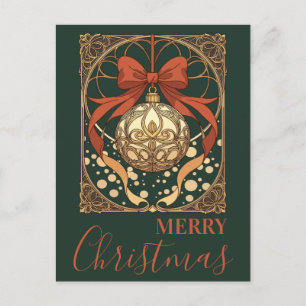 Weihnachtsbaumschmuck Rot Und Beige Jugendstil Feiertagspostkarte