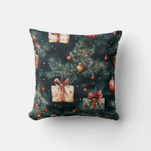 Weihnachtsbaumschmuck und Geschenkmuster Kissen