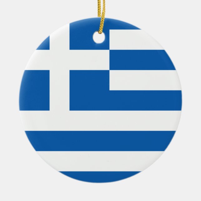Weihnachtsbaumschmuck unter griechischer Flagge Keramikornament (Vorne)