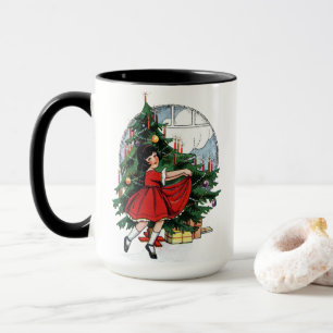 Weihnachtsbaumschmuck Vintage Mädchen Zeichnung Tasse