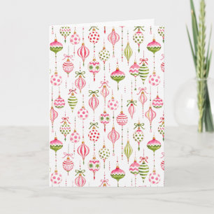 Weihnachtsbaumschmuck Wasserfarbe Pink und Grün Karte