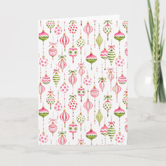 Weihnachtsbaumschmuck Wasserfarbe Pink und Grün Karte