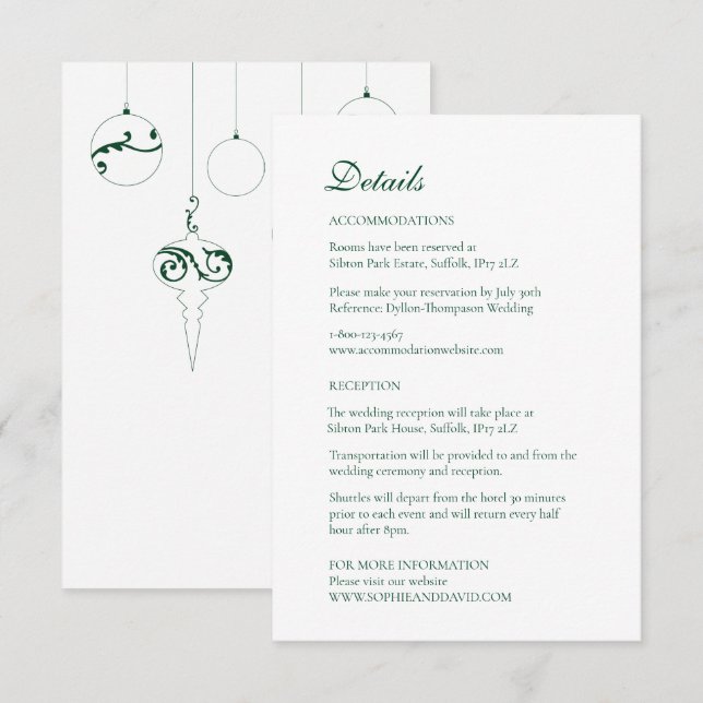 Weihnachtsbaumschmuck Winter Green Begleitkarte (Vorne/Hinten)