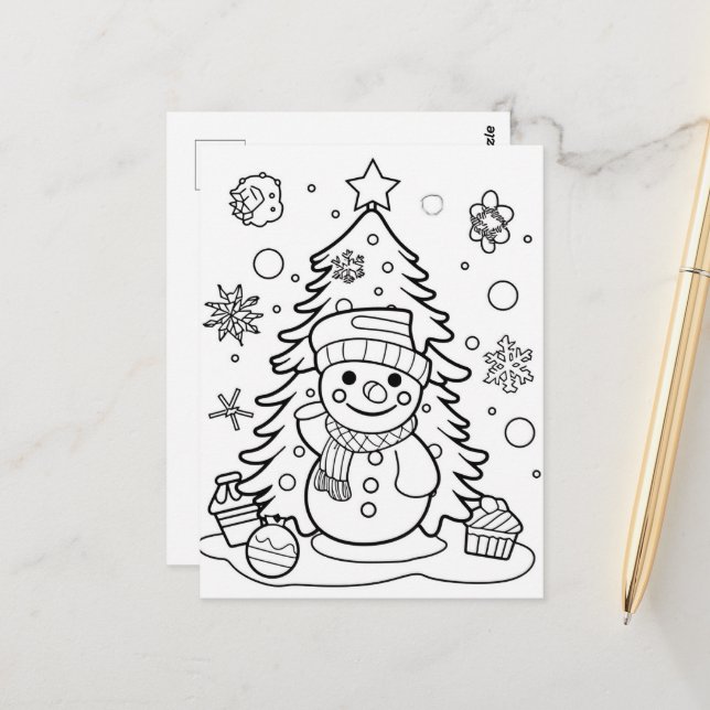 Weihnachtsbaumschneedecke Postkarte (Vorderseite/Rückseite Beispiel)