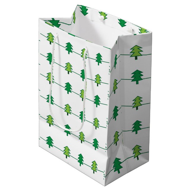 Weihnachtsbaumstreifen Mittlere Geschenktüte (Vorderseite Schrägansicht)