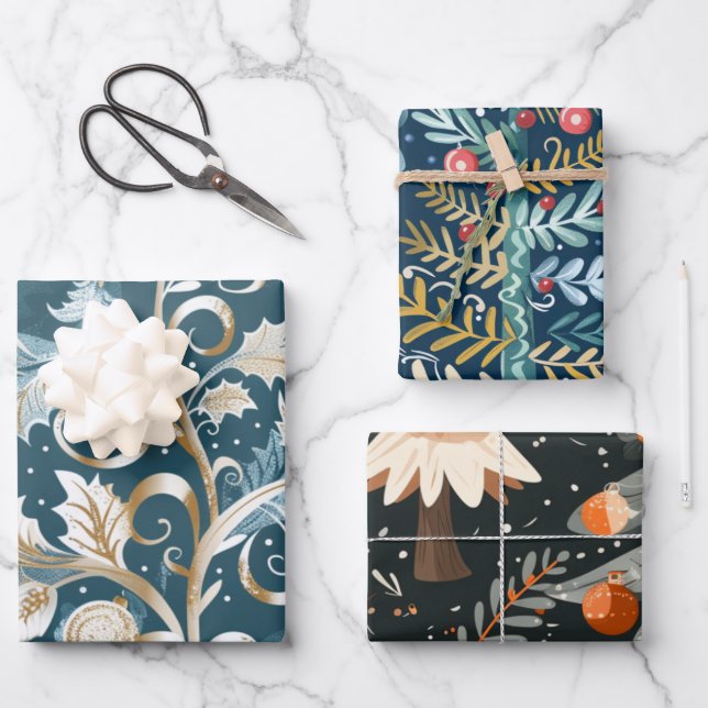 Weihnachtsbaumstruktur Geschenkpapier Set (Vorderseite)