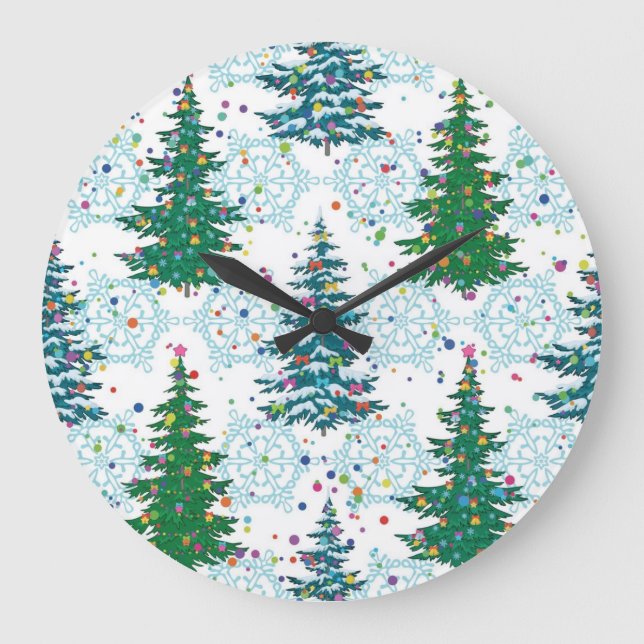 Weihnachtsbaumstruktur Große Wanduhr (Vorderseite)