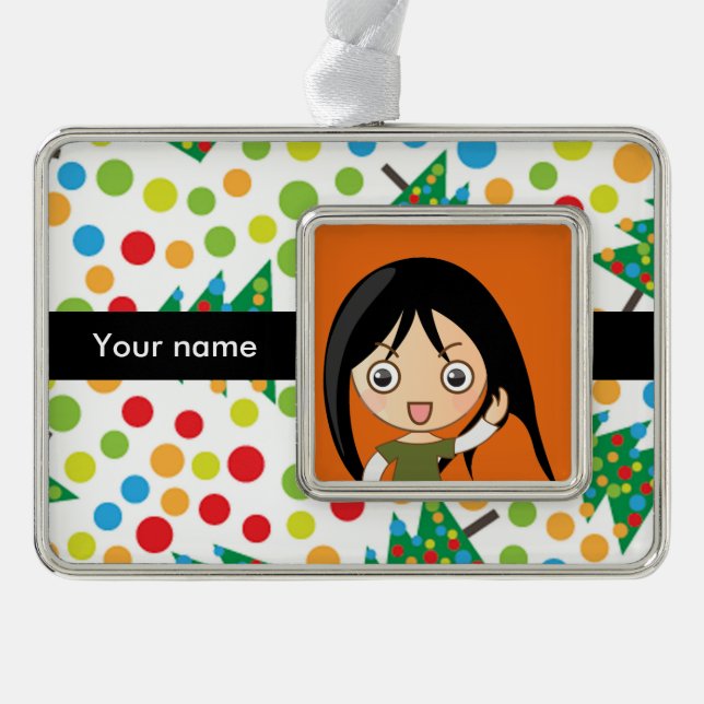 Weihnachtsbaumstruktur Rahmen-Ornament Silber (Vorderseite)