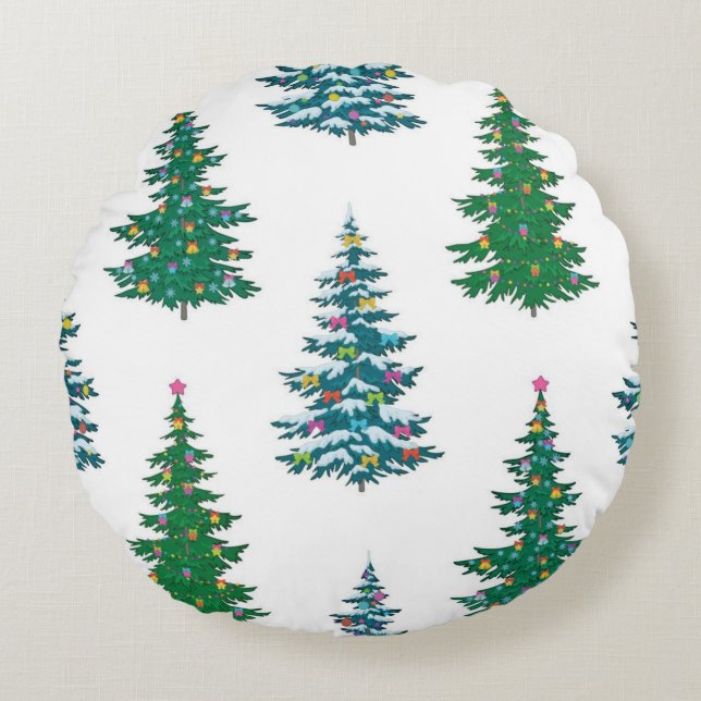 Weihnachtsbaumstruktur Rundes Kissen (Vorderseite)