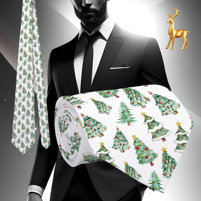 Weihnachtsbaumstruktur weiß grüner Winter Krawatte (Christmas tree necktie white green)
