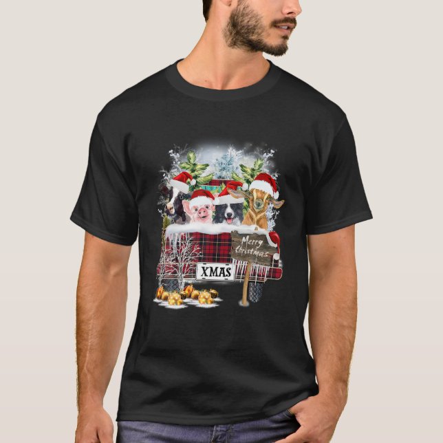 Weihnachtsbaumtiere LKW-Bauer Landwirtschaft Niedl T-Shirt (Vorderseite)