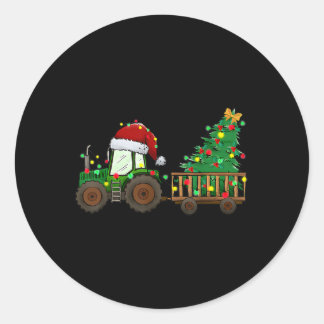 Weihnachtsbaumtraktor Weihnachtsbaumlichter Weihna Runder Aufkleber