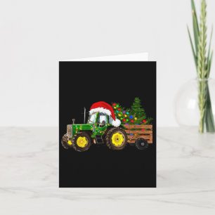Weihnachtsbaumtraktor Weihnachtsmannmütze Weihnach Karte