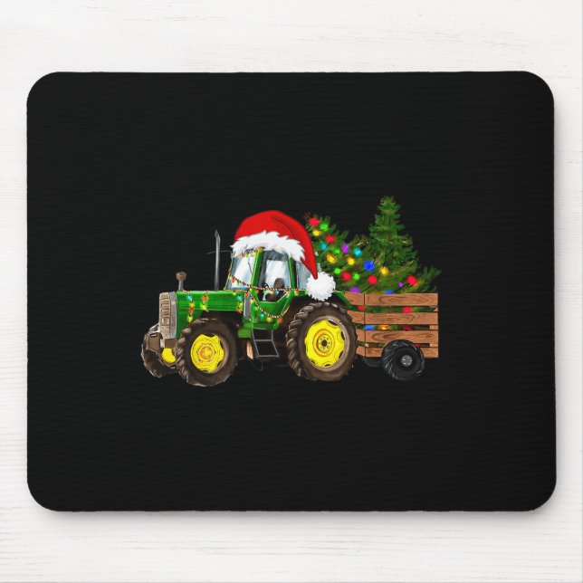 Weihnachtsbaumtraktor Weihnachtsmannmütze Weihnach Mousepad (Vorne)